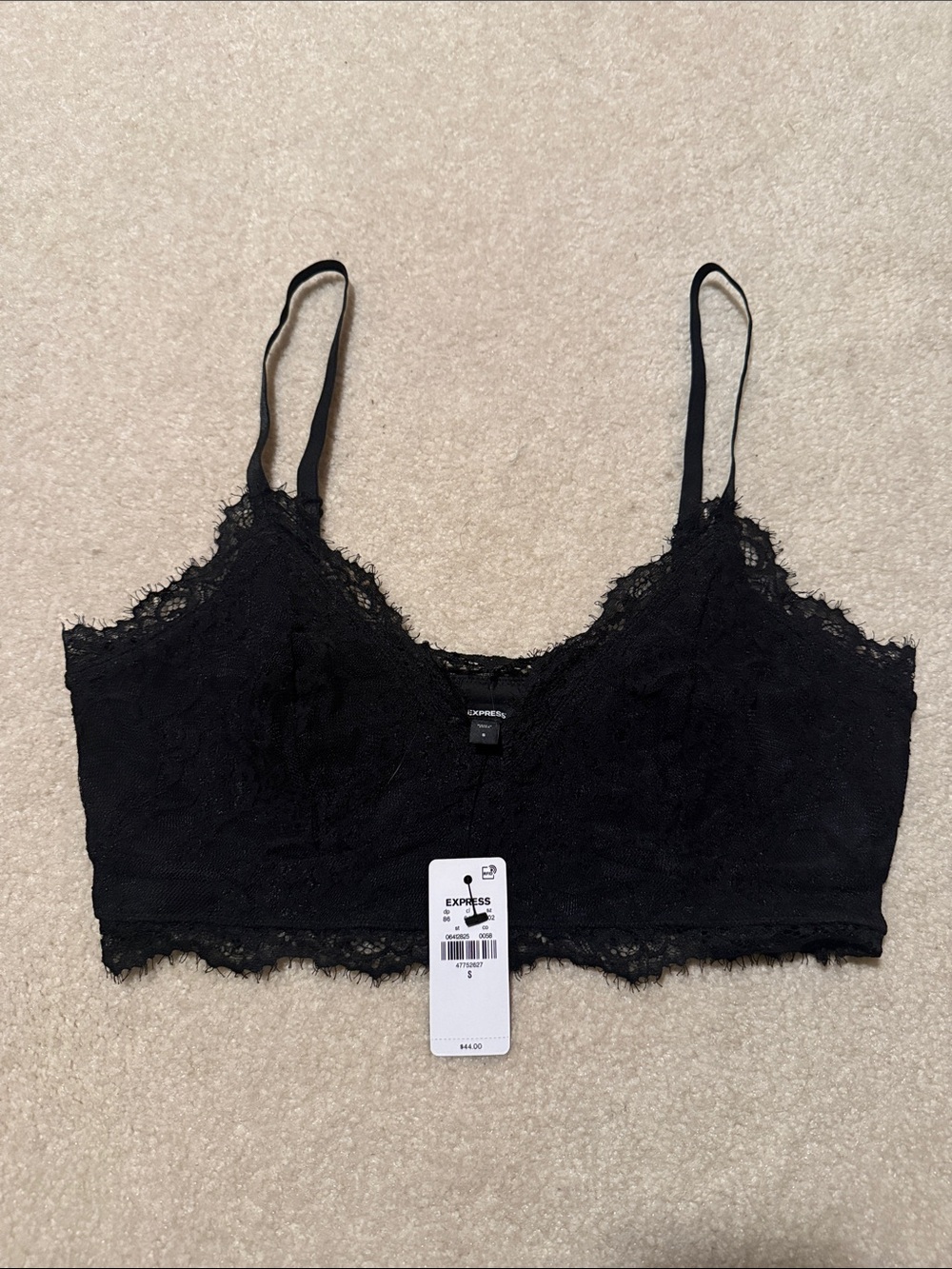 NWT Express Black Lace Bralette with Adjustable Straps
